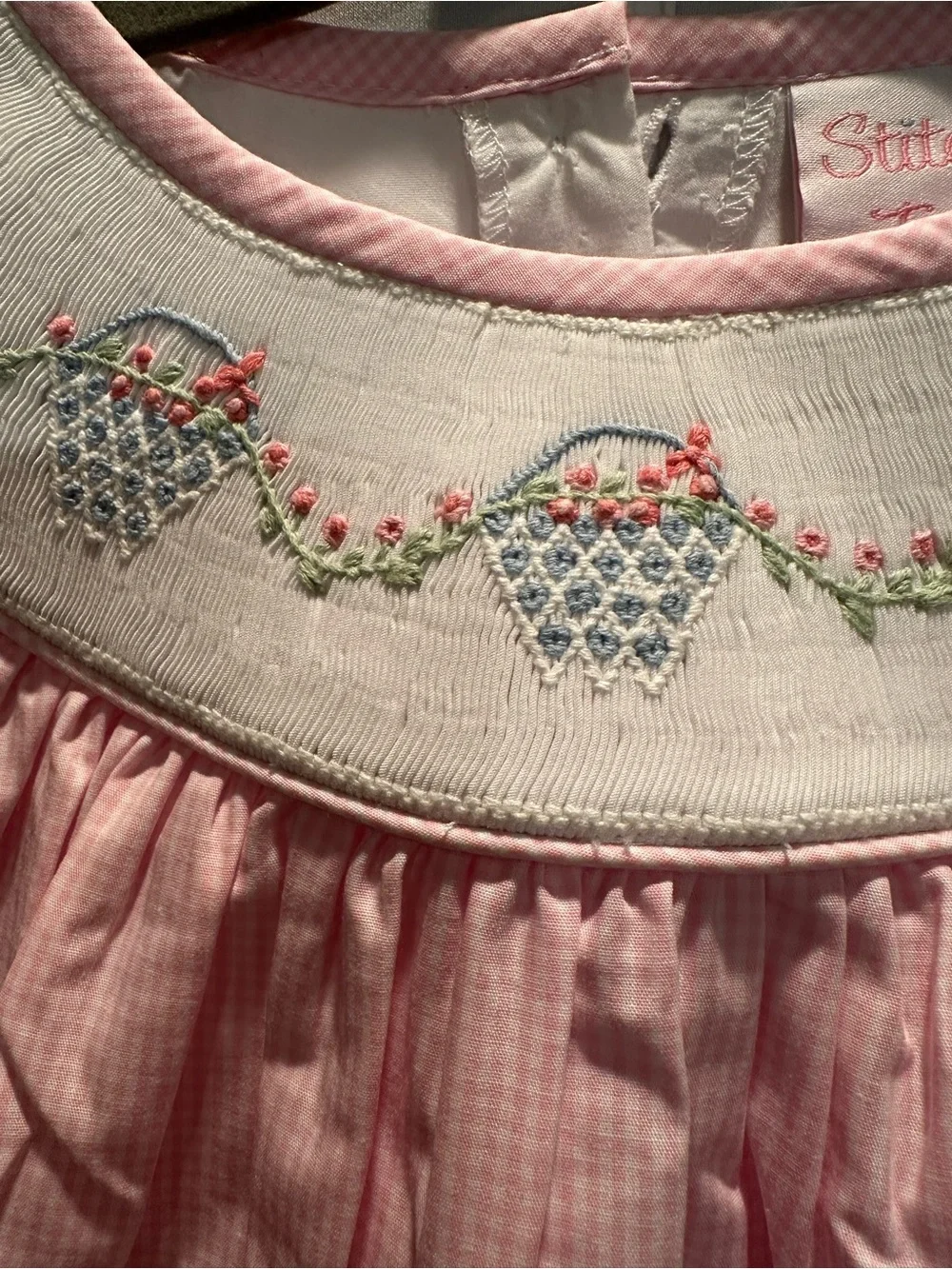 Pink Smocked Girls Set with Matching Bow